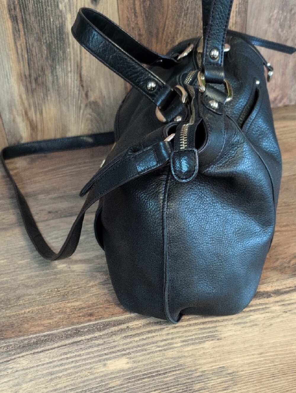 B Makowsky Textured Leather Satchel Handbag Crossbody Shoulder Bag Tote M470 - Picture 4 of 12